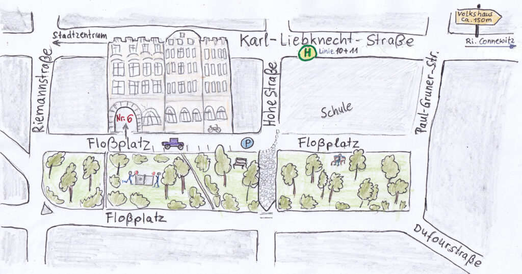 Gezeichnete Wegbeschreibung